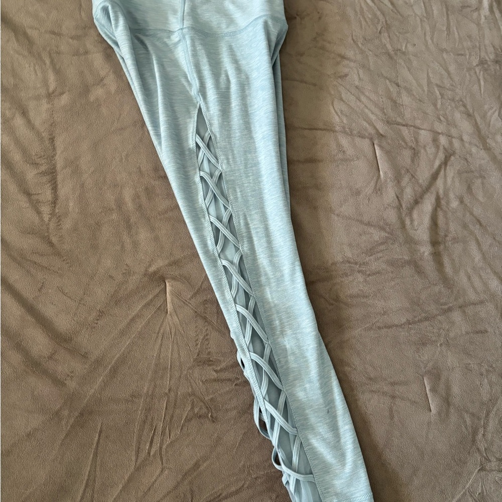 Victoria's Secret Light Blue Leggings with Side Cross Detail - Size 4 - Picture 3 of 7